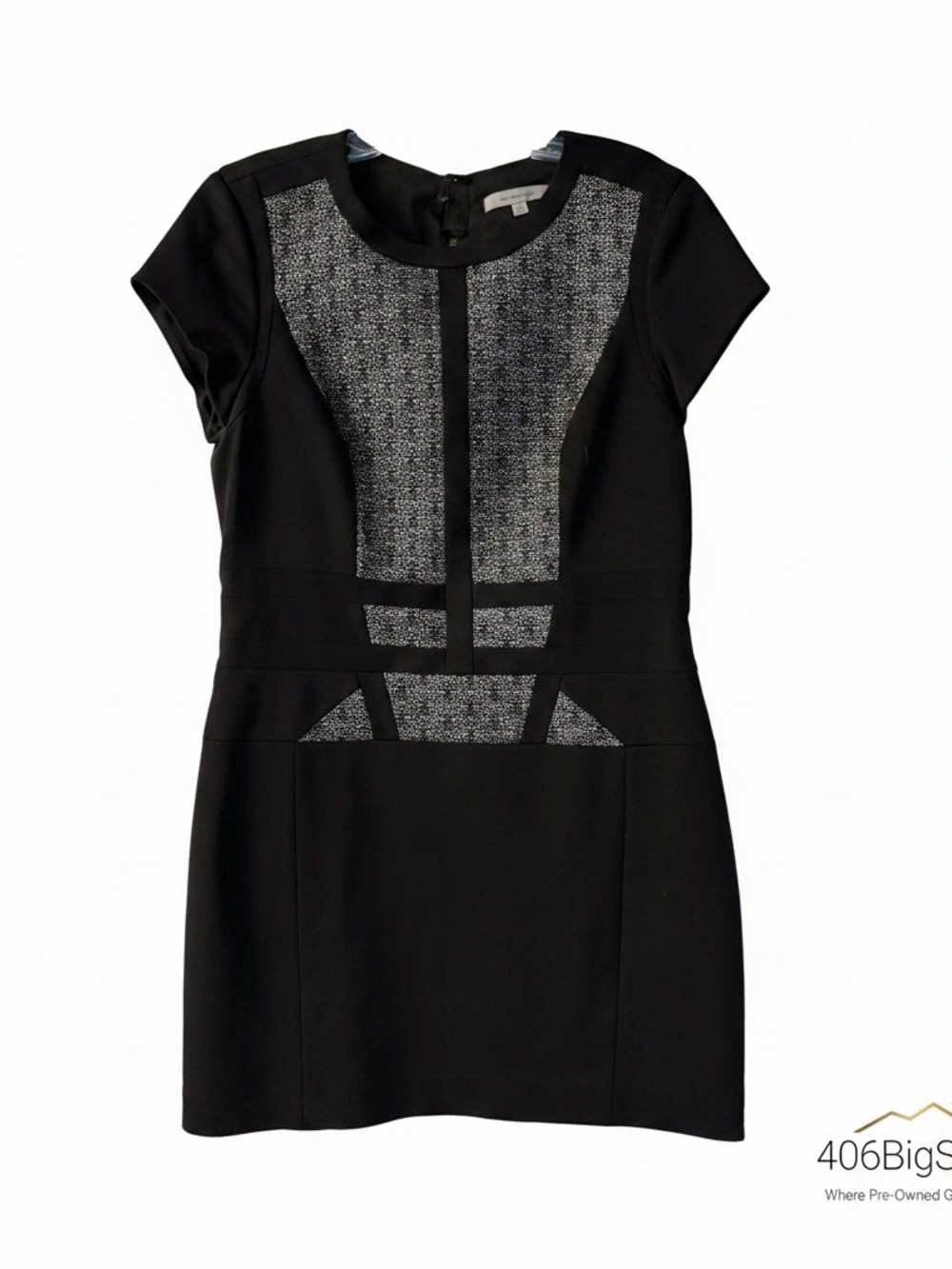 Classiques Entier Black Mini Dress with Gray Contrast Panels